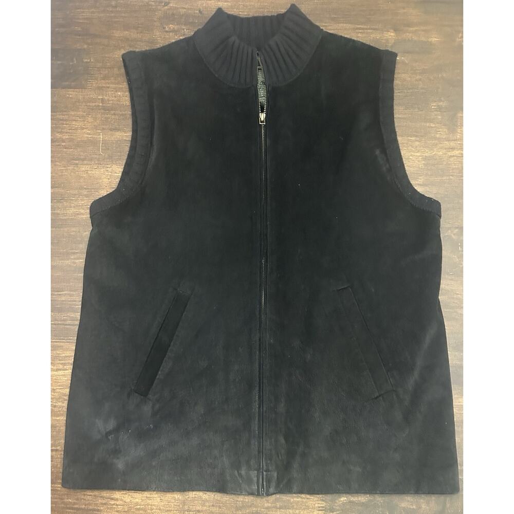 Lauren Ralph Lauren XL Black Zipper SUEDE Vest Jacket Nice